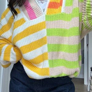 STAUD Multicolor Striped Sweater size L